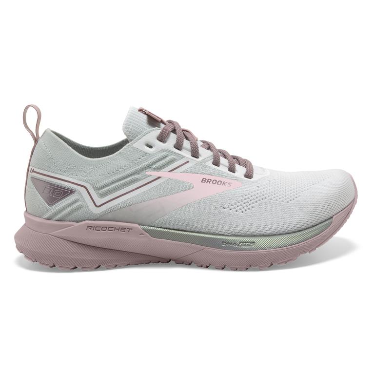 Brooks Ricochet 3 Lightweight Women's Road Running Shoes - White/Ice/Primrose Pink (75980-ZGWK)